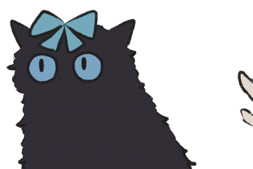 戴蓝色蝴蝶结的黑猫与右侧手部原图