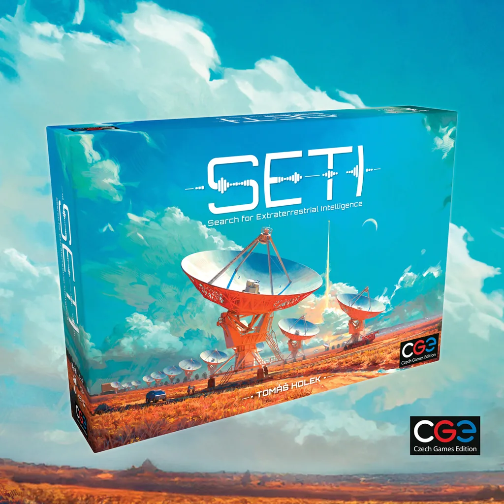 《SETI》桌游盒与射电望远镜阵列的官方美术图